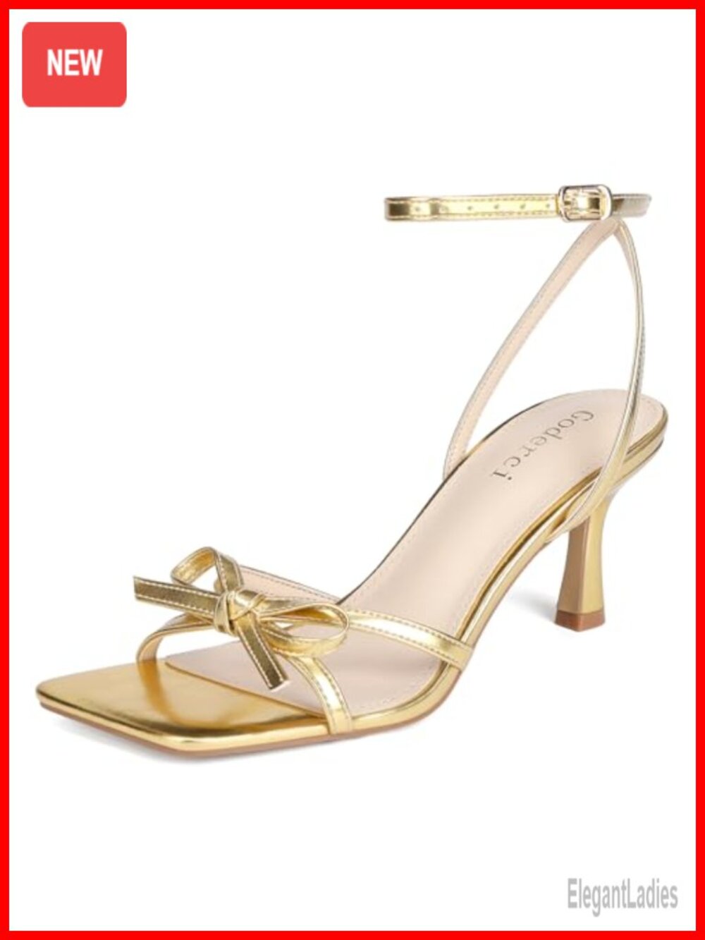 Kitten Heels Strappy Heeled Sandals Bow Square Toe Women Dressy